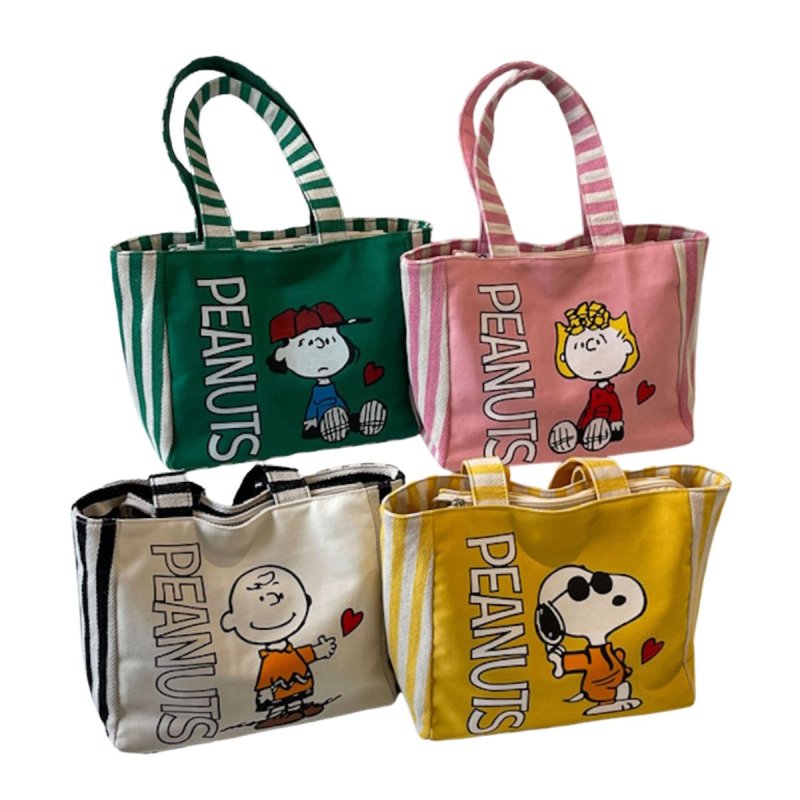 画像7: Snoopy & Friends Canvas Tote Shoulder Shopping Bag　スヌーピー＆仲間たちキャンバストートショルダーショッピングバッグ 通勤通学ママバッグ (7)