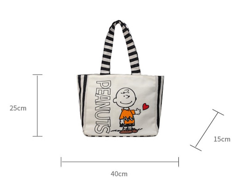 画像5: Snoopy & Friends Canvas Tote Shoulder Shopping Bag　スヌーピー＆仲間たちキャンバストートショルダーショッピングバッグ 通勤通学ママバッグ (5)
