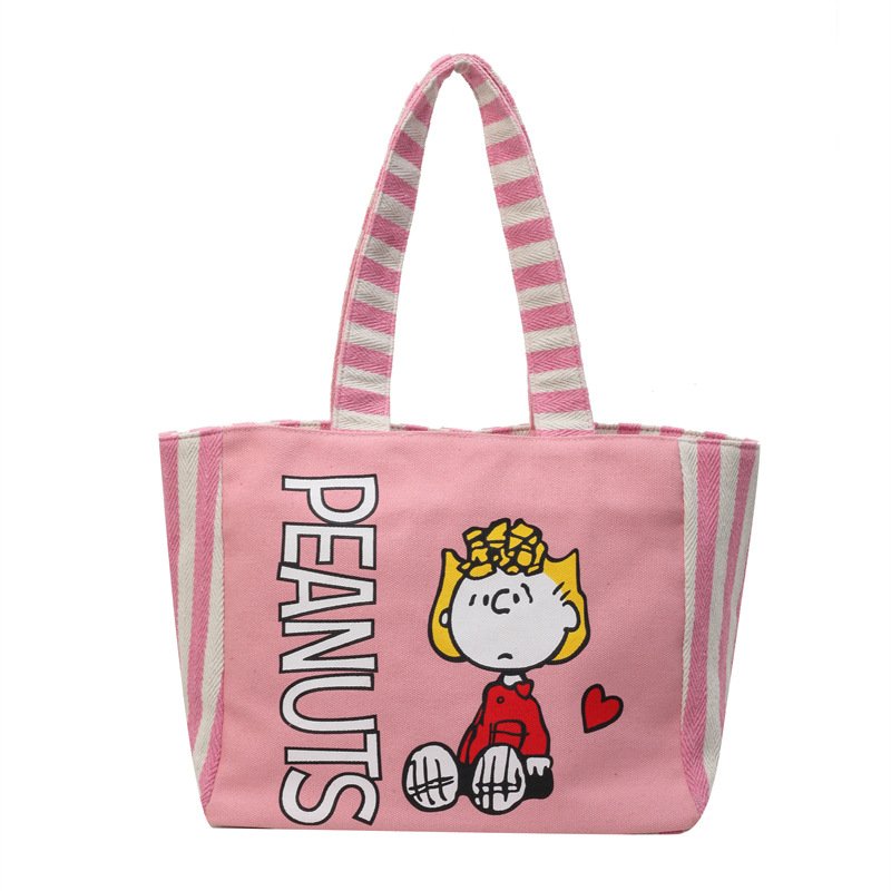 画像4: Snoopy & Friends Canvas Tote Shoulder Shopping Bag　スヌーピー＆仲間たちキャンバストートショルダーショッピングバッグ 通勤通学ママバッグ (4)