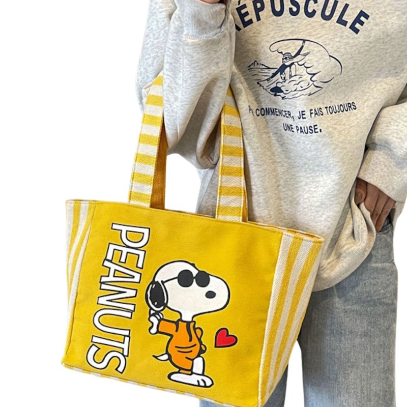 画像8: Snoopy & Friends Canvas Tote Shoulder Shopping Bag　スヌーピー＆仲間たちキャンバストートショルダーショッピングバッグ 通勤通学ママバッグ (8)