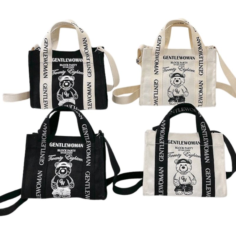 画像5: Gentlewoman Small Bear & Letter Canvas Tote Shoulder Shopping Bag　ジェントルウーマンクマ＆レターキャンバストートショルダーショッピングバッグ 通勤通学ママバッグ (5)
