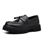 画像2: Mens Unisex Tassel two-tone loafers Slip-Ons shoes   タッセルバイカラー厚底ローファースリッポンローファー シューズ (2)