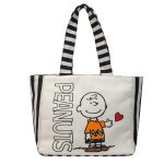 画像2: Snoopy & Friends Canvas Tote Shoulder Shopping Bag　スヌーピー＆仲間たちキャンバストートショルダーショッピングバッグ 通勤通学ママバッグ (2)