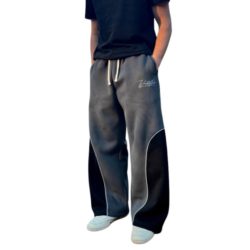 画像1: Unisex y2k drawstring colorblock sweatpants ユニセックス 男女兼用y2kドローストリングカラーブロックスウェットパンツ  (1)