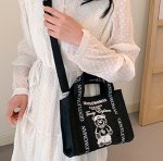画像8: Gentlewoman Small Bear & Letter Canvas Tote Shoulder Shopping Bag　ジェントルウーマンクマ＆レターキャンバストートショルダーショッピングバッグ 通勤通学ママバッグ (8)