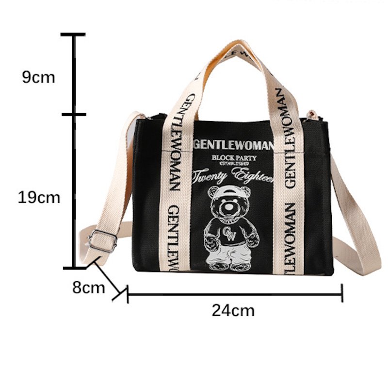 画像6: Gentlewoman Small Bear & Letter Canvas Tote Shoulder Shopping Bag　ジェントルウーマンクマ＆レターキャンバストートショルダーショッピングバッグ 通勤通学ママバッグ (6)
