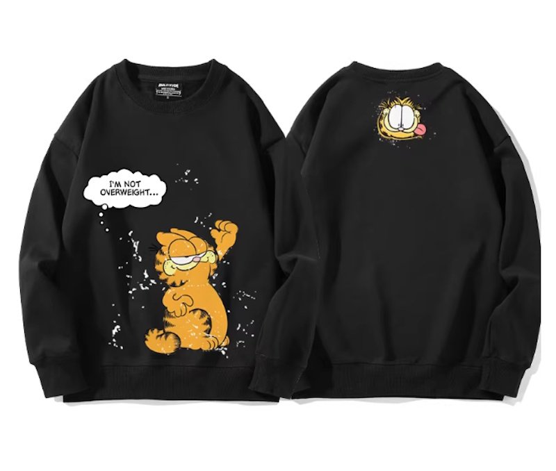 画像2: I'm Not Overweight Garfield Print Sweatshirt　ユニセックス男女兼用I'm Not Overweightガーフィールド スウェットシャツトレーナー  (2)
