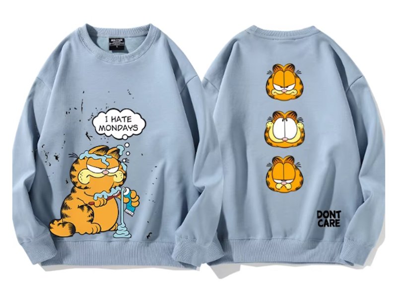 画像9: I HATE MONDAYS Garfield Print Sweatshirt　ユニセックス男女兼用月曜日は嫌いガーフィールド スウェットシャツトレーナー  (9)