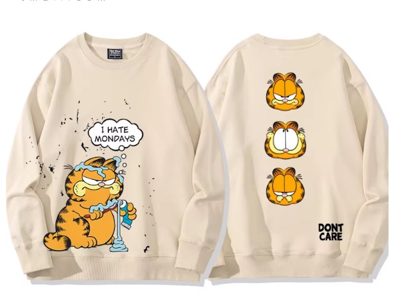 画像7: I HATE MONDAYS Garfield Print Sweatshirt　ユニセックス男女兼用月曜日は嫌いガーフィールド スウェットシャツトレーナー  (7)