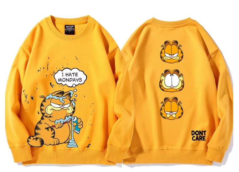 画像4: I HATE MONDAYS Garfield Print Sweatshirt　ユニセックス男女兼用月曜日は嫌いガーフィールド スウェットシャツトレーナー  (4)