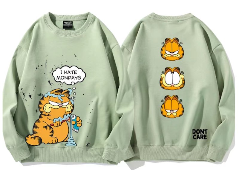 画像8: I HATE MONDAYS Garfield Print Sweatshirt　ユニセックス男女兼用月曜日は嫌いガーフィールド スウェットシャツトレーナー  (8)