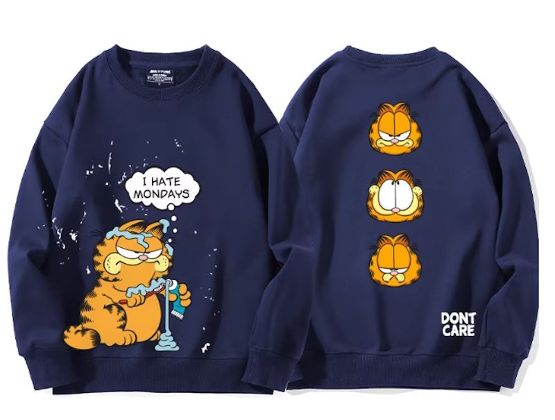 画像3: I HATE MONDAYS Garfield Print Sweatshirt　ユニセックス男女兼用月曜日は嫌いガーフィールド スウェットシャツトレーナー  (3)