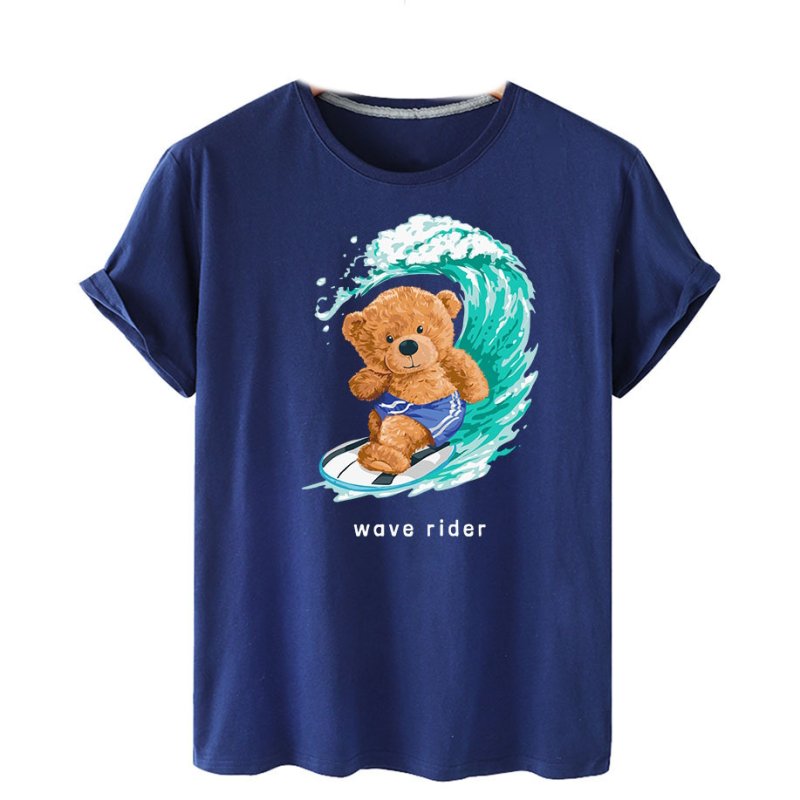 画像1: Bear Wave Rider Print Short Sleeve T-Shirt　ユニセックス 男女兼用ウェブライダーベアプリント半袖  Tシャツ (1)