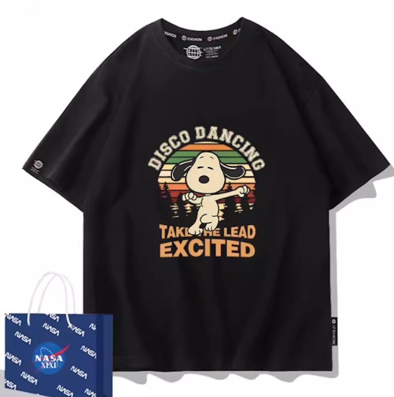 画像2: Disco Dancing Snoopy Print Short Sleeve T-Shirt　ユニセックス 男女兼用ディスコダンシングスヌーピープリント半袖  Tシャツ (2)