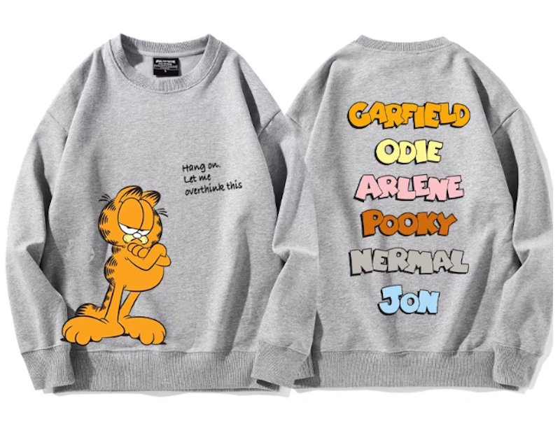 画像9: hang on let me over think this Garfield Print Sweatshirt　ユニセックス男女兼用考え中ガーフィールド スウェットシャツトレーナー  (9)