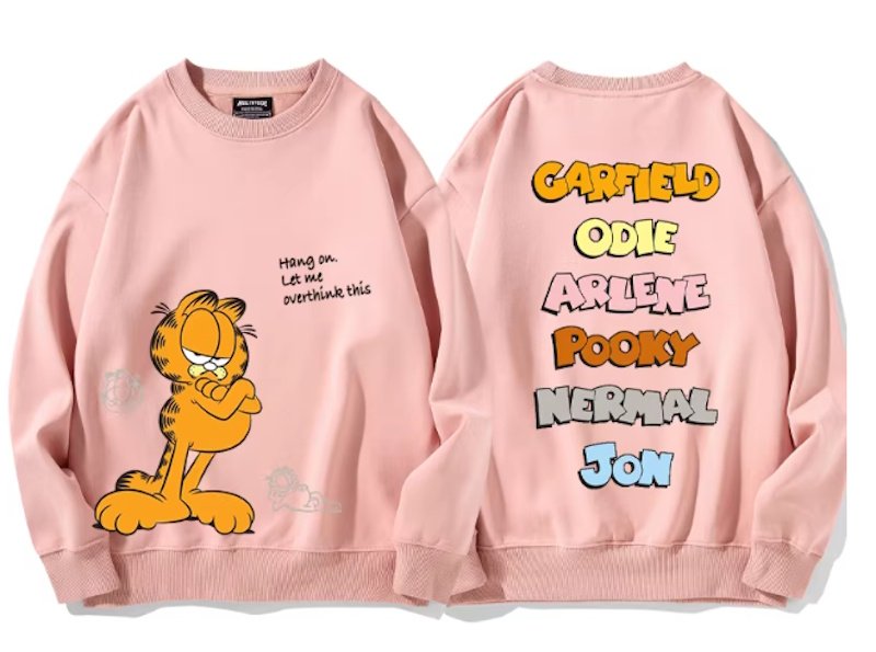 画像5: hang on let me over think this Garfield Print Sweatshirt　ユニセックス男女兼用考え中ガーフィールド スウェットシャツトレーナー  (5)