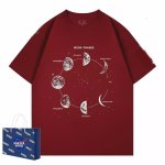画像1:  NASA x phases of the moon Print Short Sleeve T-Shirt  　ユニセックス 男女兼用NASAナサ×月の満ち欠けプリント 半袖 Tシャツ (1)