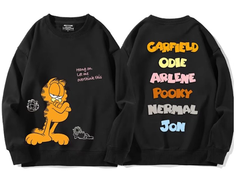 画像6: hang on let me over think this Garfield Print Sweatshirt　ユニセックス男女兼用考え中ガーフィールド スウェットシャツトレーナー  (6)