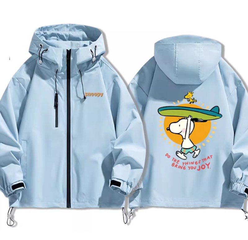 画像1: Snoopy & Woodstock Surfer Windbreaker  Windbreaker blouson Jacket 　ユニセックス男女兼用スヌーピー＆ウッドストックサーファー ウインドブレーカマウンテンパーカージャケットブルゾン (1)