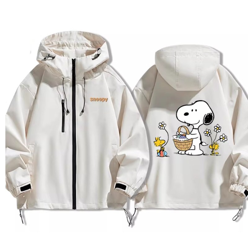 画像1: Snoopy & Woodstock Hiking Windbreaker  Windbreaker blouson Jacket 　ユニセックス男女兼用スヌーピー＆ウッドストックハイキング ウインドブレーカマウンテンパーカージャケットブルゾン (1)