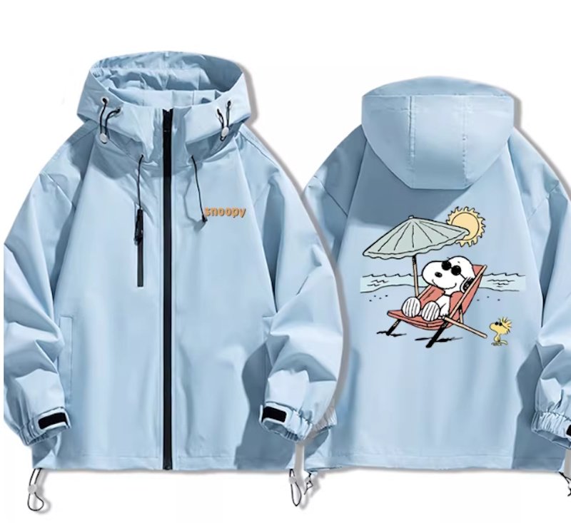 画像3: Snoopy & Woodstock Vacation Windbreaker  Windbreaker blouson Jacket 　ユニセックス男女兼用スヌーピー＆ウッドストックバケイション ウインドブレーカマウンテンパーカージャケットブルゾン (3)