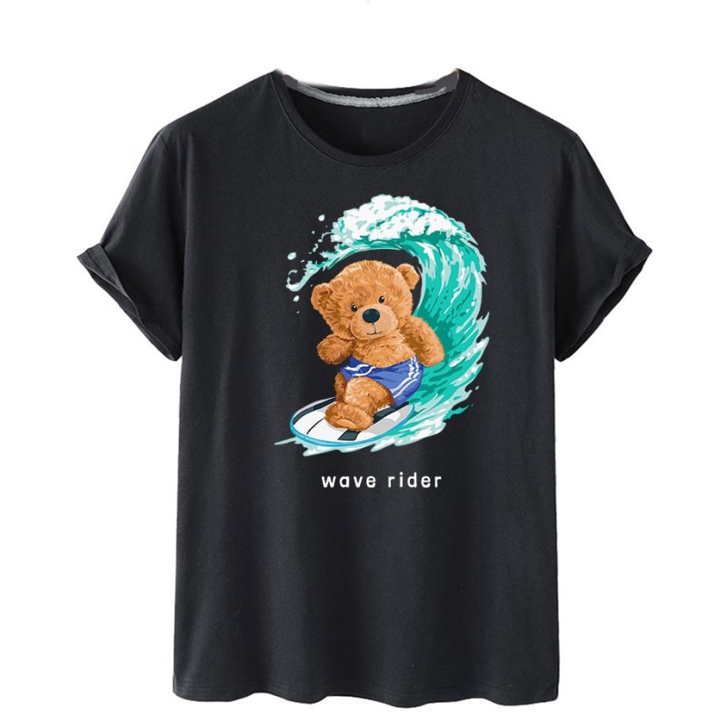 画像2: Bear Wave Rider Print Short Sleeve T-Shirt　ユニセックス 男女兼用ウェブライダーベアプリント半袖  Tシャツ (2)