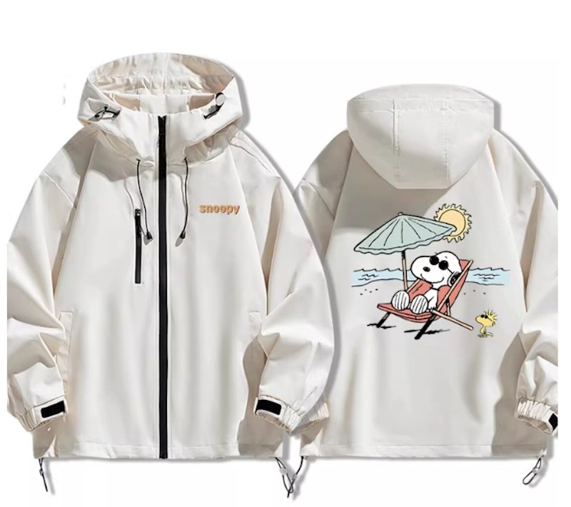 画像2: Snoopy & Woodstock Vacation Windbreaker  Windbreaker blouson Jacket 　ユニセックス男女兼用スヌーピー＆ウッドストックバケイション ウインドブレーカマウンテンパーカージャケットブルゾン (2)