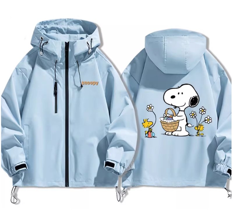 画像2: Snoopy & Woodstock Hiking Windbreaker  Windbreaker blouson Jacket 　ユニセックス男女兼用スヌーピー＆ウッドストックハイキング ウインドブレーカマウンテンパーカージャケットブルゾン (2)