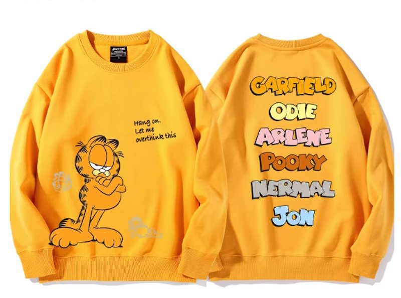 画像4: hang on let me over think this Garfield Print Sweatshirt　ユニセックス男女兼用考え中ガーフィールド スウェットシャツトレーナー  (4)