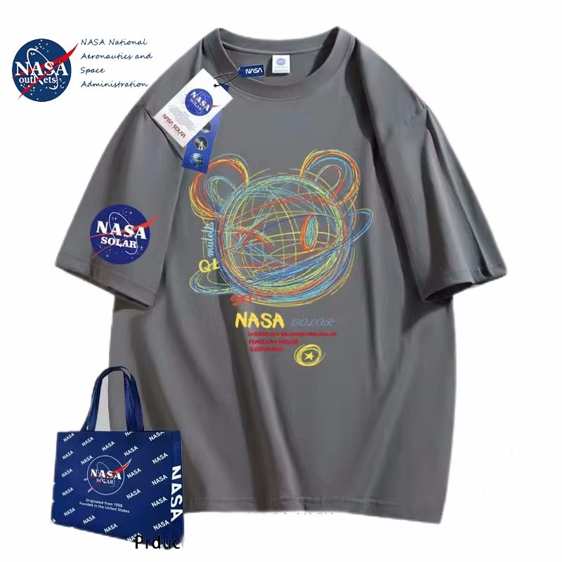 画像4: NASA x Graphic Space Bear Print Short Sleeve T-Shirt  　ユニセックス 男女兼用NASAナサ×グラフィック宇宙熊ベアプリント 半袖 Tシャツ (4)