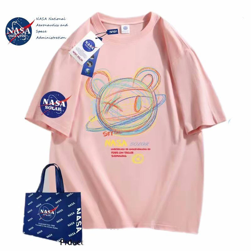 画像5: NASA x Graphic Space Bear Print Short Sleeve T-Shirt  　ユニセックス 男女兼用NASAナサ×グラフィック宇宙熊ベアプリント 半袖 Tシャツ (5)