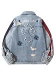 画像3: Four-line cross patchwork denim jacket Denim jacket　ユニセックス男女兼用4本ラインクロスパッチワークデニムジャケット Gジャン (3)
