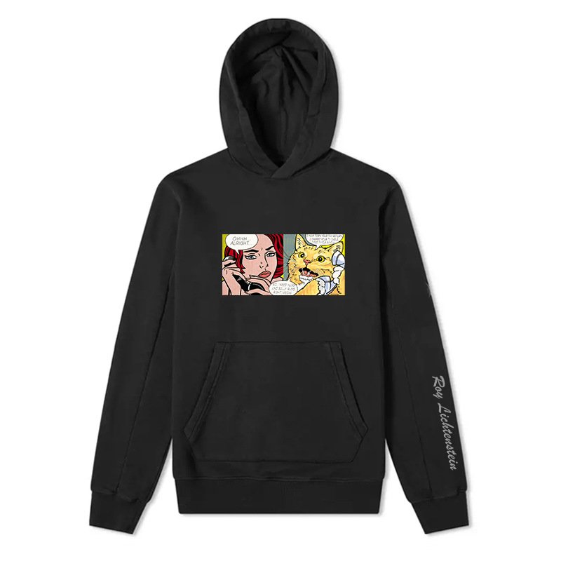 画像2: Roy Lichtenstein Crying Girl and Cat Pop Art Sweatshirt Sweat   ユニセックス 男女兼用クライングガール＆キャットポップアート フーディー スウェット パーカー (2)