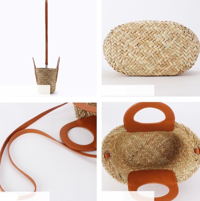 画像5: French style handle leather basket tote shoulder crossbody bag フレンチススタイルハンドルレザートトートショルダー クロスボディバッグ (5)