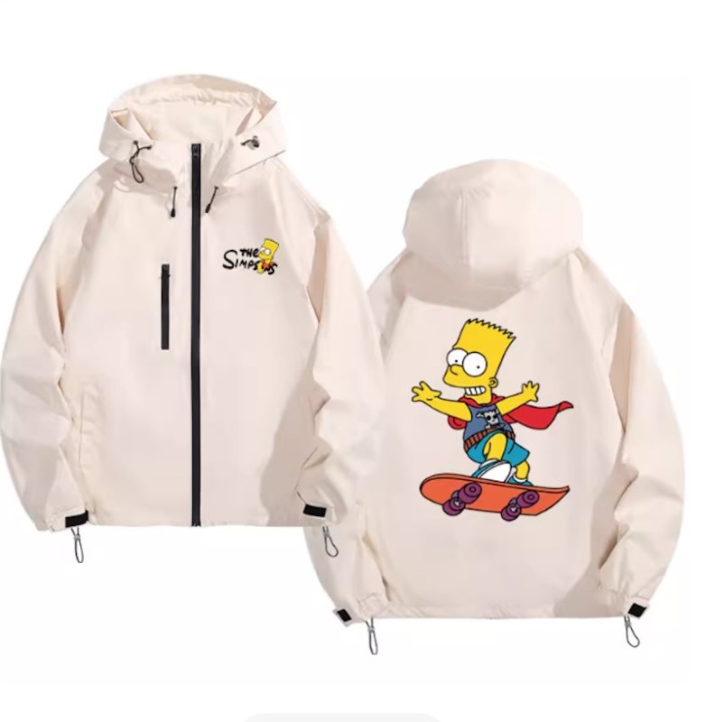 画像2: The Simpsons Bart Simpson Skateboard Windbreaker blouson Jacket 　ユニセックス男女兼用シンプソンズバートシンプソンスケートボードウインドブレーカマウンテンパーカージャケットブルゾン (2)