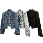 画像4: Denim short length Napoleon military jacke　デニムショート丈ナポレオンミリタリージャケットGジャンGジャン (4)