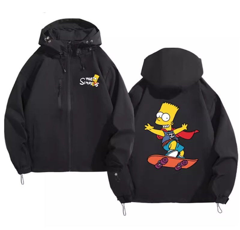 画像4: The Simpsons Bart Simpson Skateboard Windbreaker blouson Jacket 　ユニセックス男女兼用シンプソンズバートシンプソンスケートボードウインドブレーカマウンテンパーカージャケットブルゾン (4)