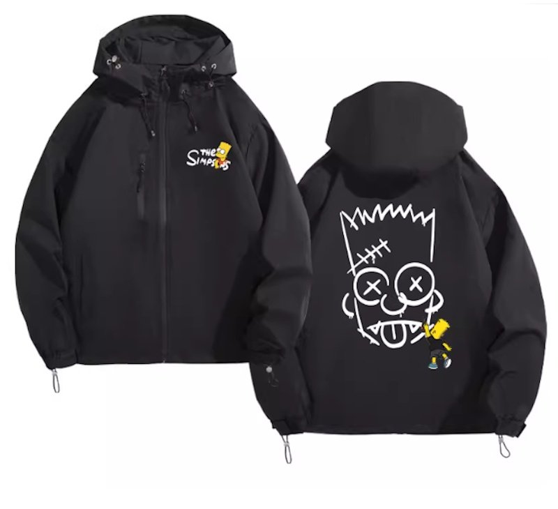 画像4: The Simpsons Bart Simpson Windbreaker  blouson Jacket 　ユニセックス男女兼用シンプソンズバートシンプソンウインドブレーカマウンテンパーカージャケットブルゾン (4)