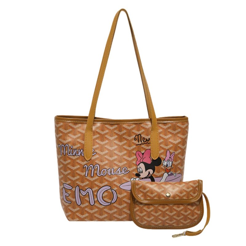画像1: EMO Minnie Mouse Mickey Mouse graffiti painting elements Cartoon shopping shoulder Tote Bag ミニーマウス ミッキーディズニー ペイントトートショルダー ショッピングバッグ (1)