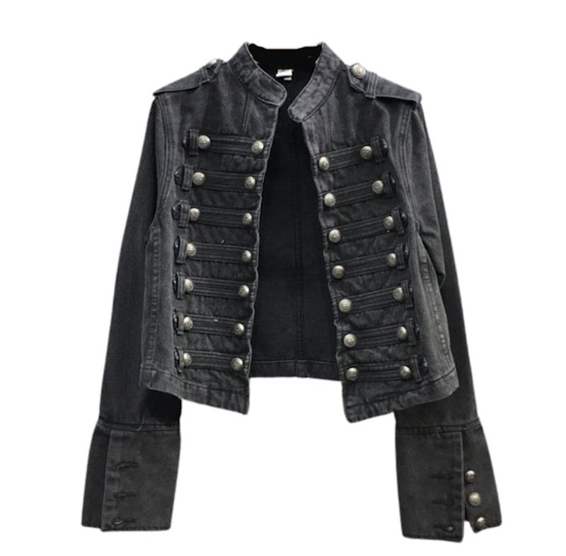 画像3: Denim short length Napoleon military jacke　デニムショート丈ナポレオンミリタリージャケットGジャンGジャン (3)