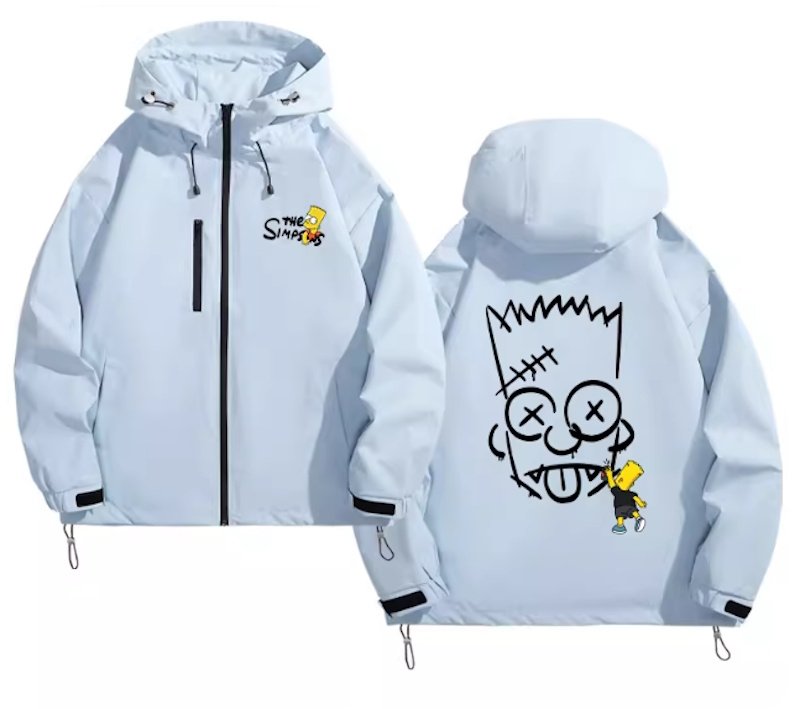 画像2: The Simpsons Bart Simpson Windbreaker  blouson Jacket 　ユニセックス男女兼用シンプソンズバートシンプソンウインドブレーカマウンテンパーカージャケットブルゾン (2)