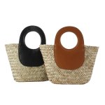 画像1: French style handle leather basket tote shoulder crossbody bag フレンチススタイルハンドルレザートトートショルダー クロスボディバッグ (1)