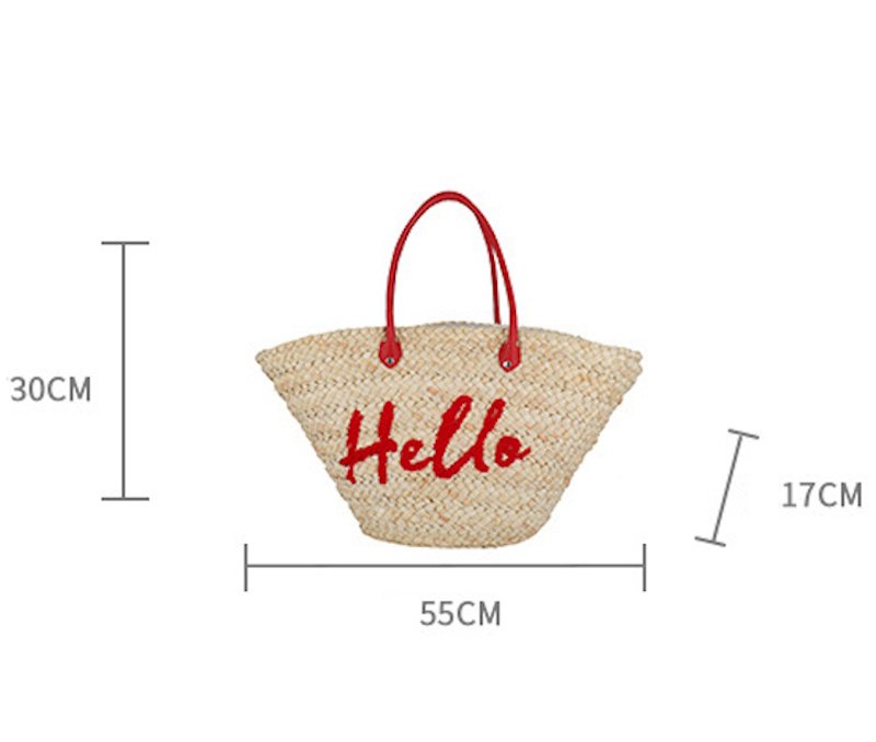画像3: Hello logo embroidery tote shoulder bag basket bag ハローロゴ刺繍トートショルダー かご籠バッグ (3)