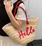 画像6: Hello logo embroidery tote shoulder bag basket bag ハローロゴ刺繍トートショルダー かご籠バッグ (6)