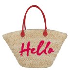 画像2: Hello logo embroidery tote shoulder bag basket bag ハローロゴ刺繍トートショルダー かご籠バッグ (2)