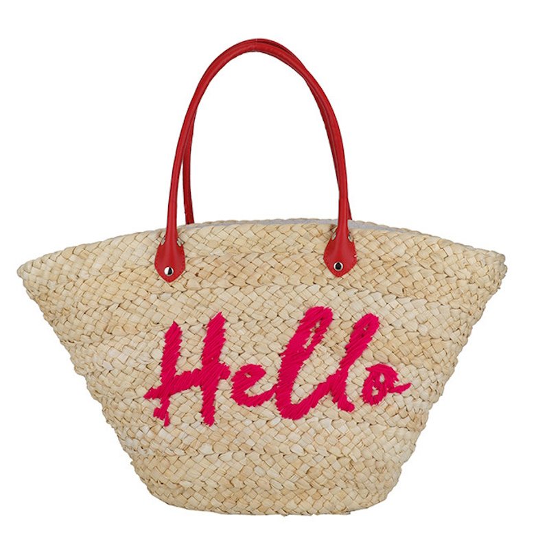 画像2: Hello logo embroidery tote shoulder bag basket bag ハローロゴ刺繍トートショルダー かご籠バッグ (2)