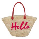 画像1: Hello logo embroidery tote shoulder bag basket bag ハローロゴ刺繍トートショルダー かご籠バッグ (1)