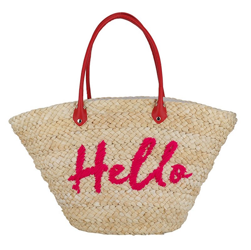 画像1: Hello logo embroidery tote shoulder bag basket bag ハローロゴ刺繍トートショルダー かご籠バッグ (1)