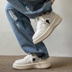 画像5: Unisex RO style high-cut leather lace-up sneakers Shoes　 ユニセックス男女兼用RO厚底プラットフォームレザーハイカットレースアップ スニーカーカジュアルシューズ (5)