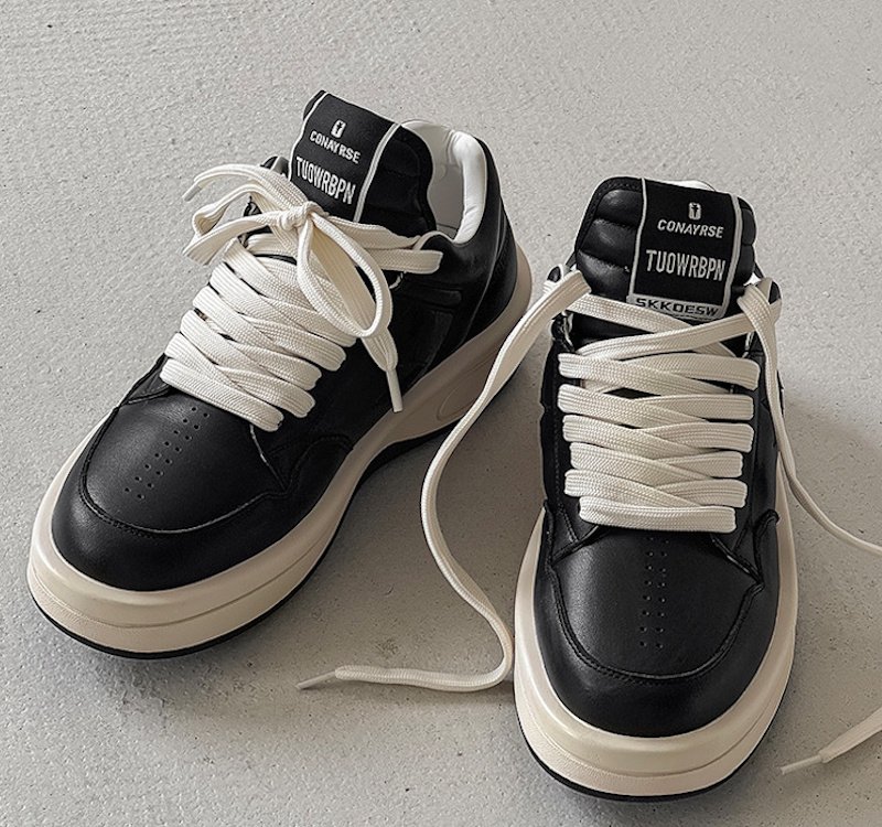 画像4: Unisex RO style high-cut leather lace-up sneakers Shoes　 ユニセックス男女兼用RO厚底プラットフォームレザーハイカットレースアップ スニーカーカジュアルシューズ (4)